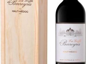 Wein-Präsentkörbe – Geschenkset in Holzkiste – Trockener Rotwein – La Griffe de Barreyres – Haut Médoc AOP – Jahrgang 2018 – Terra Vitis