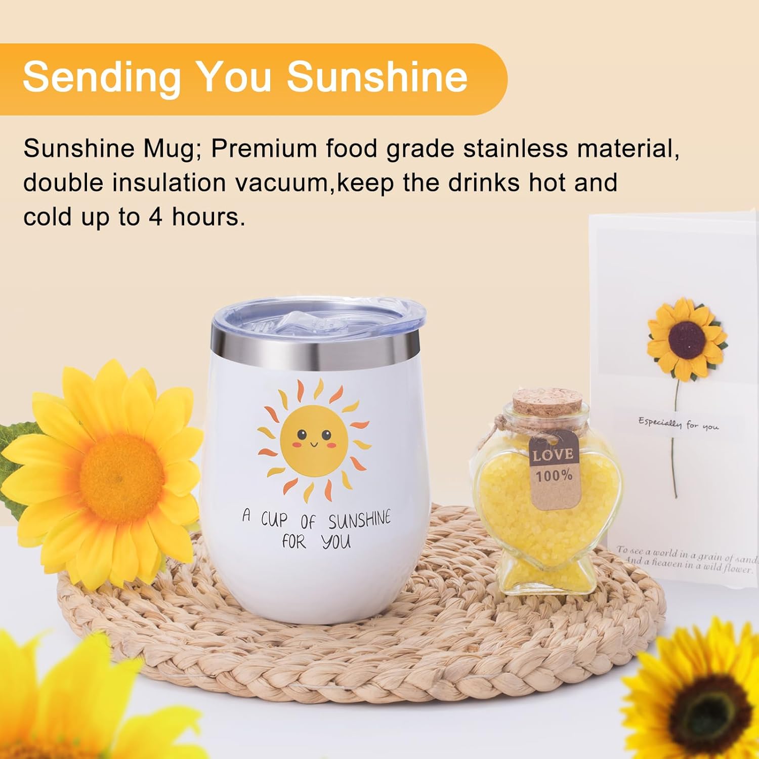 Geburtstags-Präsentkörbe - Geschenke für Frauen, Sonnenblumen-Geburtstagsgeschenk für Frauen, Geschenk für Freundin zum Geburtstag, Entspannungsgeschenkset für ihre beste Freundin, Schwester, Mutter und Kollegen – Bild 5