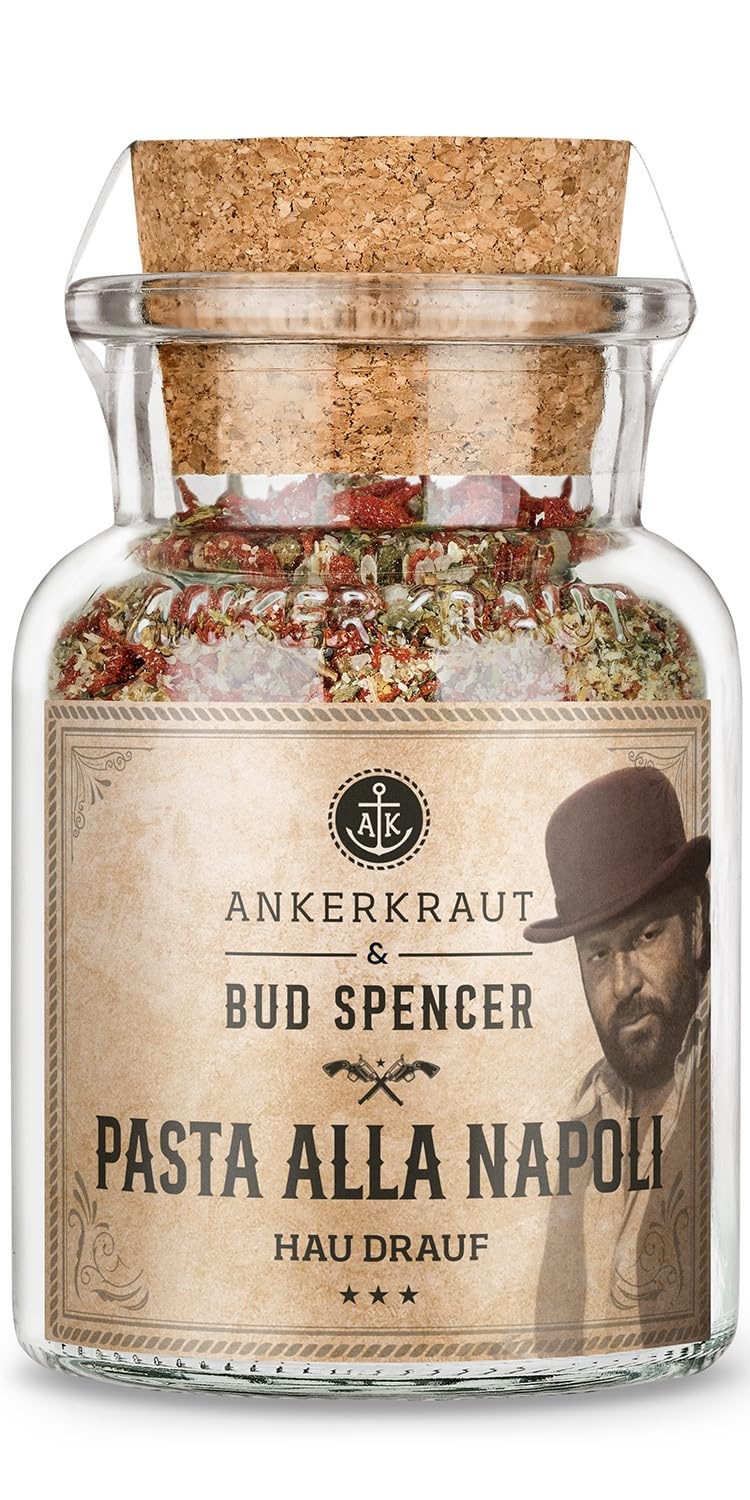 Geburtstags-Präsentkörbe - Ankerkraut Bud Spencer & Terence Hill Bagaluten-Gewürzbox mit Westernpfanne und Pasta alla Napoli-Geschenkset, köstliches Kochen, 195 g Gewürze, Inhalt – Bild 3