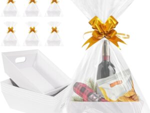 Geburtstags-Präsentkörbe – Geschenkkorb, leerer Karton, 6 Stück, großer leerer Geschenkkorb für personalisierte Geschenkverpackung, Geburtstag, Weihnachten, Valentinstag, Ostern und andere Feierlichkeiten (weiß)