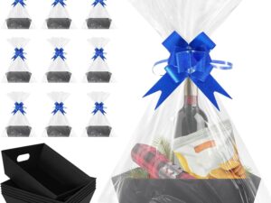 Geburtstags-Präsentkörbe – PräSentkorb Leer Pappe 9 Stück Großer leerer Geschenkkorb für personalisierte Geschenkverpackungen Geburtstag Weihnachten Valentinstag Ostern und andere Feste (Schwarz)