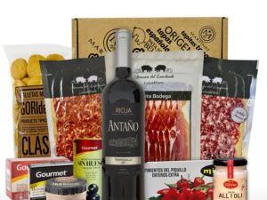 Wein-Präsentkörbe – Geschenkbox – Ein Tapas-Abend zu zweit – Spezialitäten aus Spanien – Geschenkidee für Gourmets & Freunde der spanischen Küche