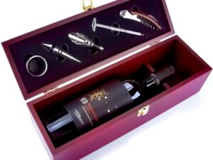 Wein-Präsentkörbe – GOODS+GADGETS Weinbox Zubehörbox Weinset Sommelier-Set Weingeschenkset Weingeschenkset mit Zubehör für Weinliebhaber (Weinbox ohne Flasche)