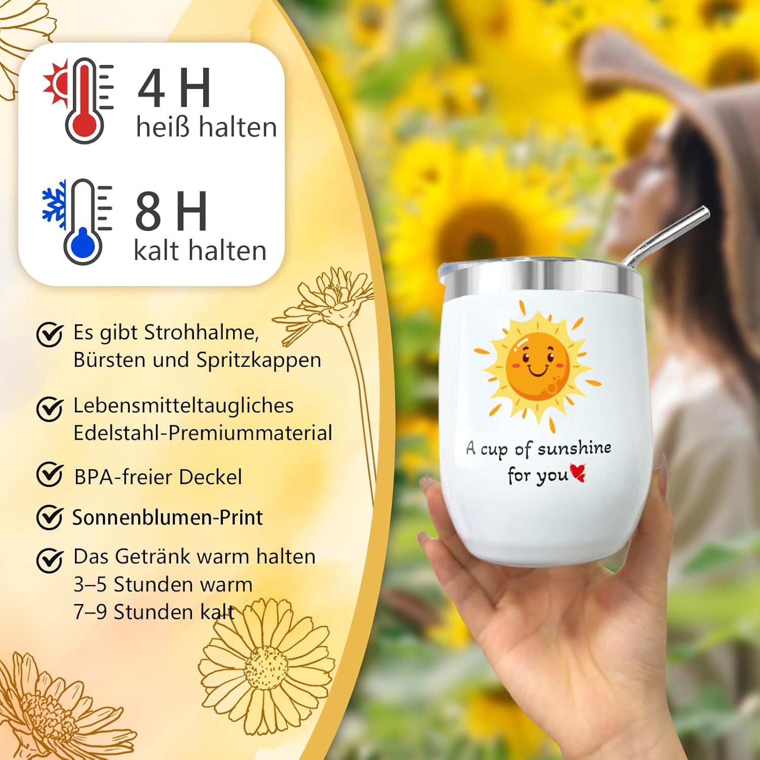 Geburtstags-Präsentkörbe - Geburtstagsgeschenke für Frauen, Sonnenblumen-Selbstpflegepaket, Geschenk für Freundin zum Geburtstag, Genesungsgeschenke für Frauen, Schwester, Mutter, beste Freunde, einzigartiger Entspannungs-Spa-Korb – Bild 4