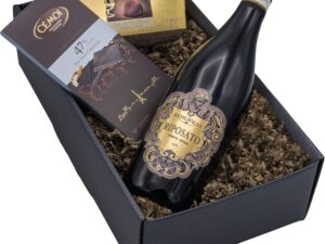 Wein-Präsentkörbe – The Wine Guys The Wine Guys Geschenkkorb „Sense Magic“ italienischer Rotwein Riposato und französische Schokoladentrüffel mit Cognac-Geschmack und Meersalzschokolade