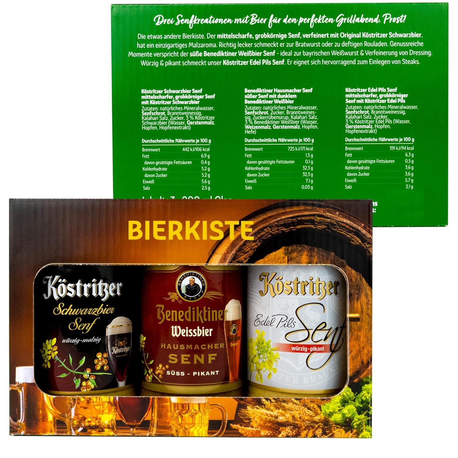 Bier-Präsentkörbe - Altenburger Original Bierkiste - Drei Senfsorten verfeinert mit Bier als Geschenkset (3-teilig), Geschenkbox für Männer und Frauen – Bild 5