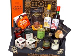 Wein-Präsentkörbe – Gift Basket – A Tapas Evening for Two – Filled Delicatessen Gift Basket by jamon.de – Delicious Gift for Women, Men and Couples