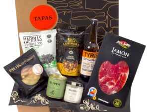 Wein-Präsentkörbe – jamon.de Tapas Gift Basket, Filled Gift Basket with Craft Beer, Serrano Ham & Delicious Specialities from Spain, Birthday Gift & Thank You for Men and Women