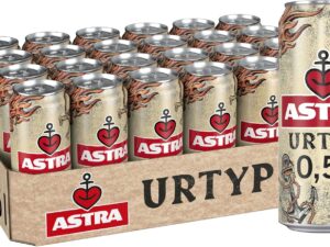 Bier-Präsentkörbe – ASTRA Urtyp, Pilsner, Einweg-Bierdosen (24 x 0,5 l), Dosentablett