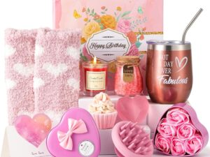 Geburtstags-Präsentkörbe – 10er-Pack Geburtstagsgeschenke für Frauen, personalisierte Geschenke für Frauen, Geschenkkorb, Geburtstagsgeschenk für die beste Freundin, Schwester, Ehefrau, Mutter, Geschenkset zum 18., 30., 40., 50., 60. Geburtstag