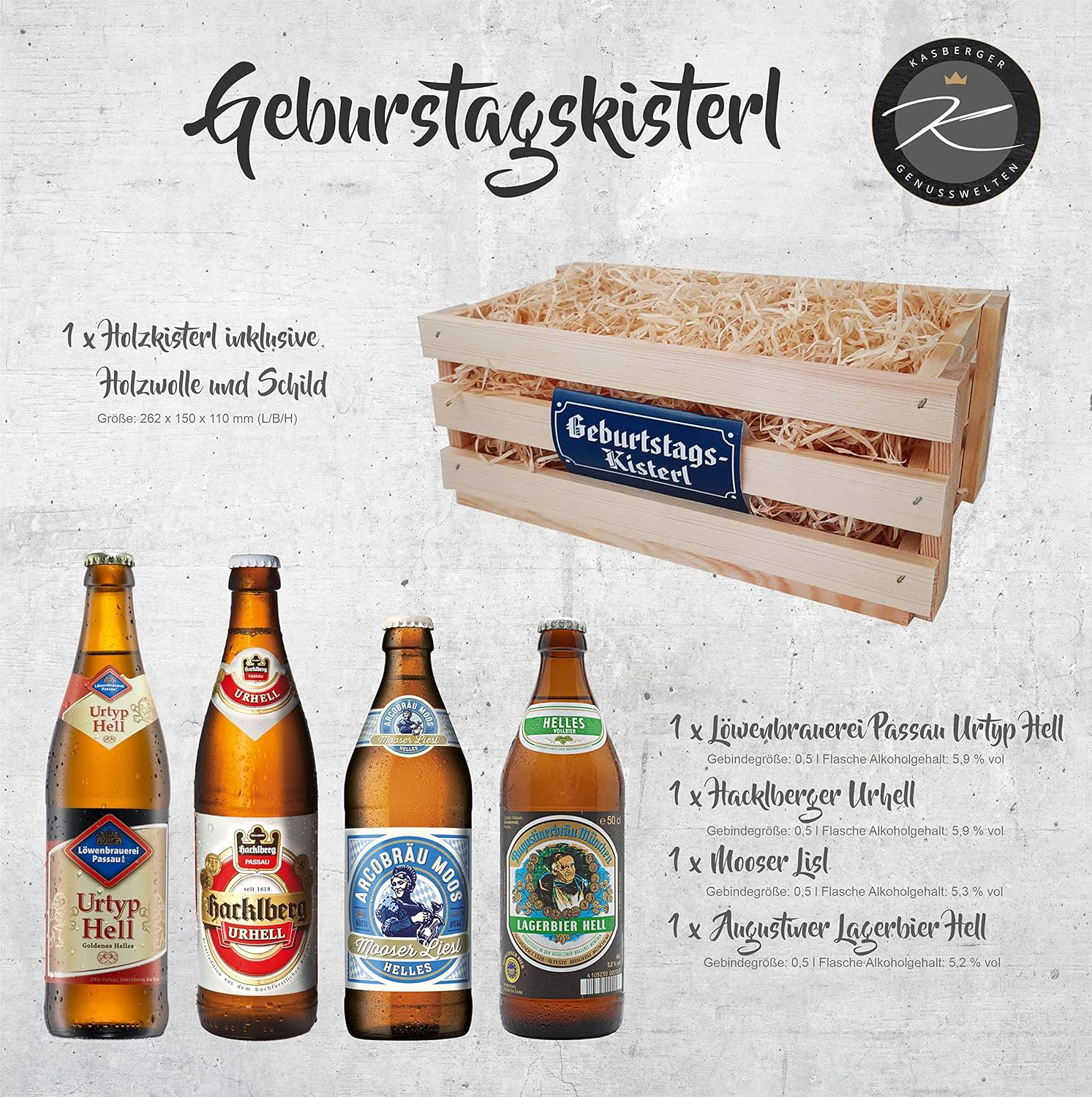 Bier-Präsentkörbe - Bayerisches Geburtstagsgeschenk mit Bier, Schnaps, Senf und Knabberartikeln, das perfekte Geschenk für Männer (Geburtstagszisterl Männer) – Bild 3