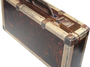 Geburtstags-Präsentkörbe – Vintage-Koffer in Holzoptik – Geschenkkorb aus Holzkarton für Geburtstag, Reisen, Camping – Geschenkkorb für Weinflaschen oder als Spielkoffer für Kinder