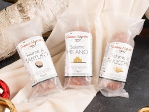 Wurst-Präsentkörbe – WURSTBARON Mini-Salami-Set – Trüffel, Milano & Fenchel – 3 x 125 g – italienische Spezialitäten, glutenfrei