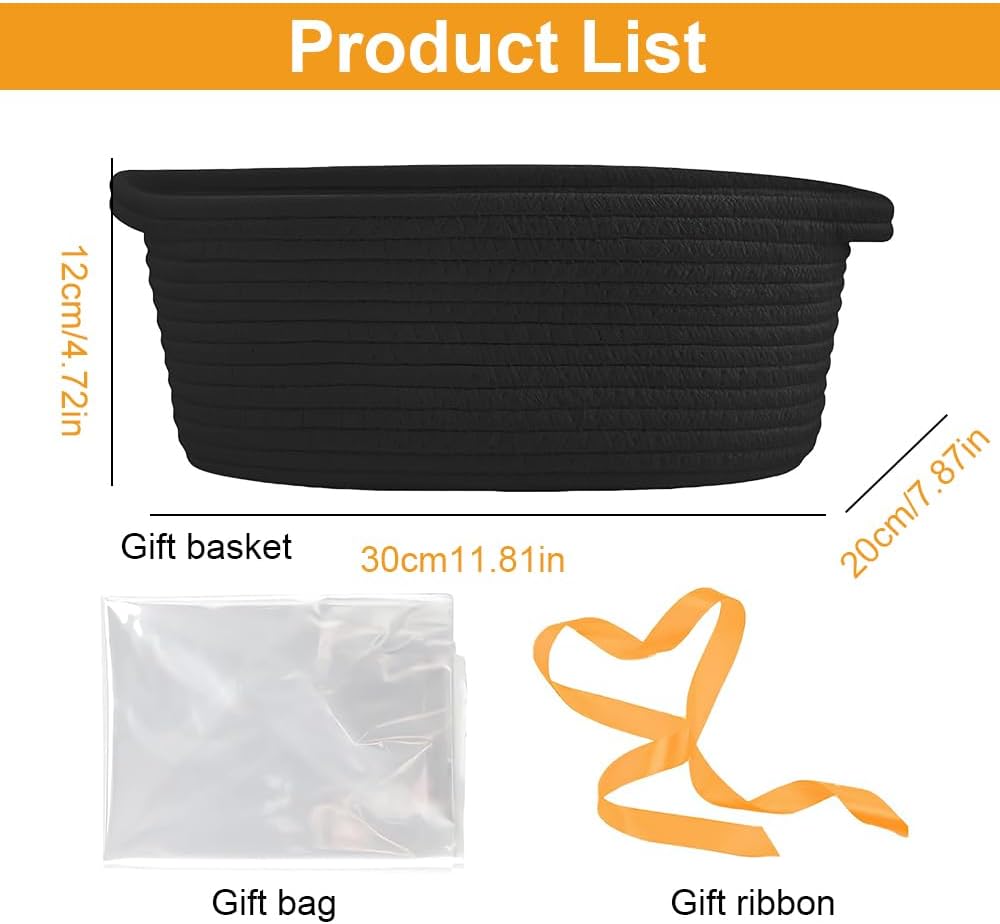 Geburtstags-Präsentkörbe - Leerer Geschenkkorb, Geschenkkorb, leerer, geflochtener Korb mit Geschenktüten und Bändern, Geschenkkorb, leerer großer Geschenkkorb für Babyparty, Geburtstag, Hochzeit, Ostern, Erntedankfest, Weihnachten, Schwarz – Bild 2