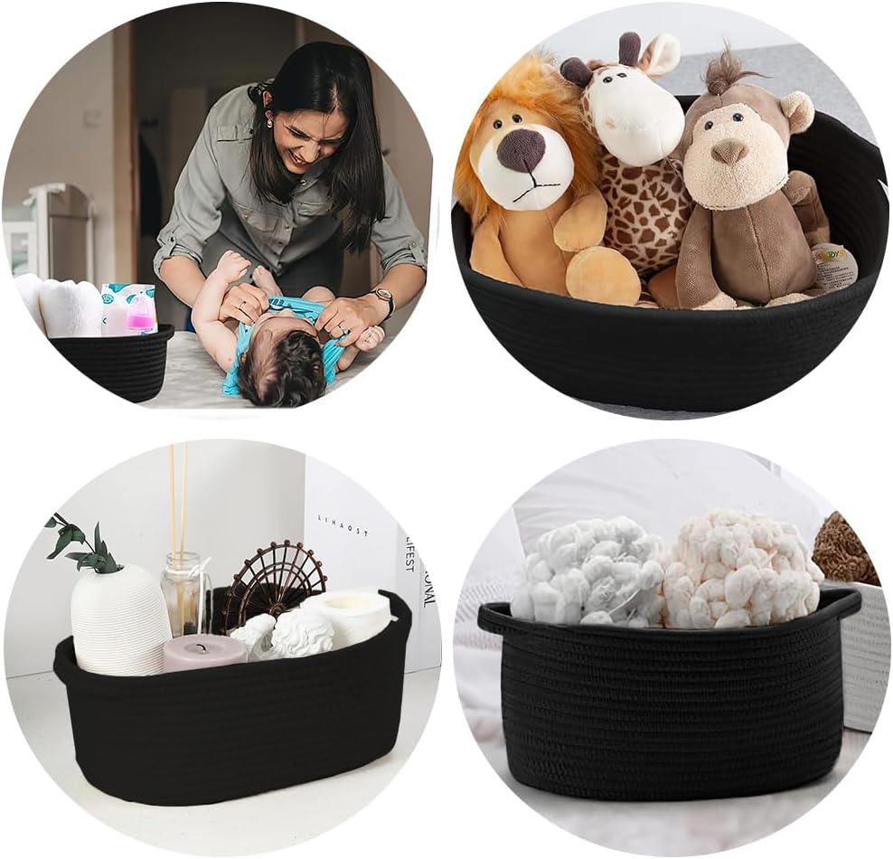 Geburtstags-Präsentkörbe - Leerer Geschenkkorb, Geschenkkorb, leerer, geflochtener Korb mit Geschenktüten und Bändern, Geschenkkorb, leerer großer Geschenkkorb für Babyparty, Geburtstag, Hochzeit, Ostern, Erntedankfest, Weihnachten, Schwarz – Bild 4