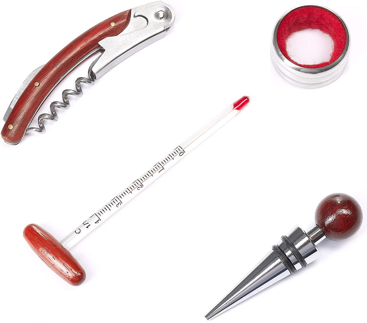 Wein-Präsentkörbe - BRUBAKER Wine Gift Set with 1 Bottle of Red Wine Vintage 2015 Château Bel Air - in Wooden Box with Sommelier Set – Bild 4