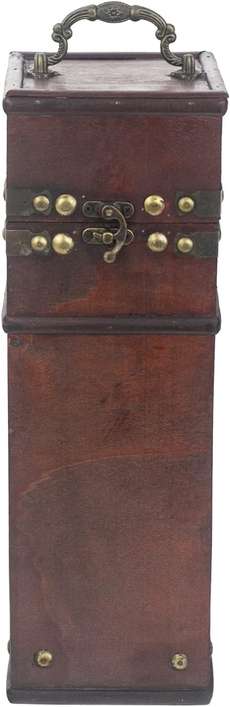 Wein-Präsentkörbe - HMF Vintage dekorative Geschenkbox aus Holz mit Deckel | Für 1 Flasche Wein | Hochformat | Italien – Bild 4