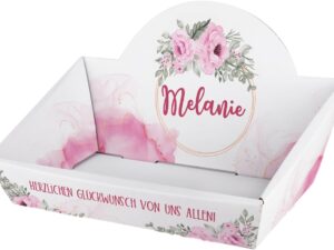 Geburtstags-Präsentkörbe – Herz & Heim® Personalisierter Geschenkkorb zum Selbstbefüllen (Geblümt, 42,5 cm x 24 cm x 28 cm (B x H x T))