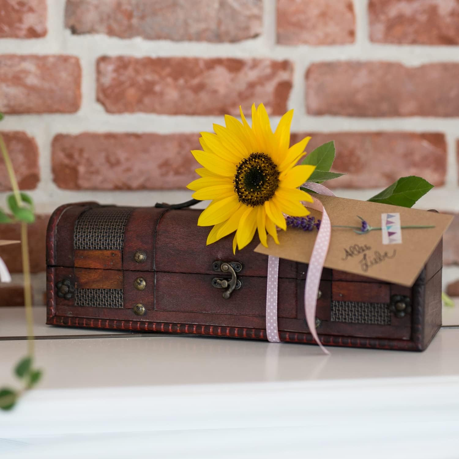 Wein-Präsentkörbe - HMF Vintage dekorative Geschenkbox aus Holz mit Deckel | Für 1 Flasche Wein | Hochformat | Italien – Bild 7