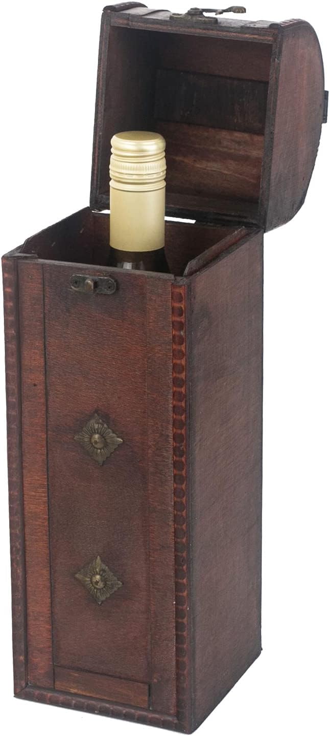 Wein-Präsentkörbe - HMF Vintage dekorative Geschenkbox aus Holz mit Deckel | Für 1 Flasche Wein | Hochformat | Italien – Bild 2