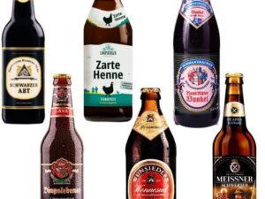 Bier-Präsentkörbe – Bierpaket 6 verschiedene Biere aus Deutschland (0,5 L, 1 dunkles und 5 schwarzes Mehrwegbier inkl. Pfand)