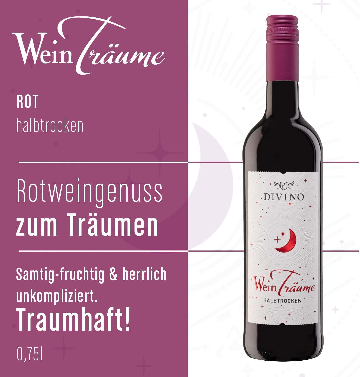 Wein-Präsentkörbe - DIVINO Weinträume Weinprobierpaket - Cuvee Red, Cuvee White & Cuvee Rosé - Deutsche Weine von der Fränkischen Premium-Genossenschaft (6 x 0,75 l) – Bild 4