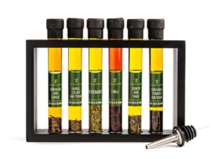 Geburtstags-Präsentkörbe – Geschenkset mit angereichertem Olivenöl von Tilz – 6 x 40 ml aromatisiertes Geschenkset mit Speiseöl/Brot-Dip-Ölen, Basilikumöl, Knoblauchöl, Chiliöl, Zitronenöl, Rosmarin, Oregano | Lebensmittelgeschenke