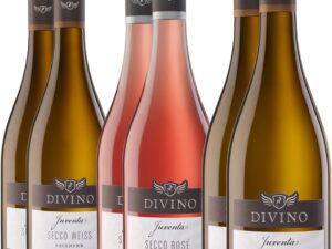 Wein-Präsentkörbe – DIVINO Juventa Secco Probierpaket – Secco Weiß trocken & feinherber Secco Rosé trocken – Deutscher Perlwein mit Kohlensäurezusatz von der Fränkischen Prämiengenossenschaft (6 x 0,75 L)