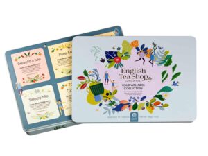 Geburtstags-Präsentkörbe – ETS – Organic Tea Collection „Wellness Collection“ in Elegant Metal Tin, Tea Gift to Feel Good for Christmas, Easter, Birthday, 6 x 6 Varieties