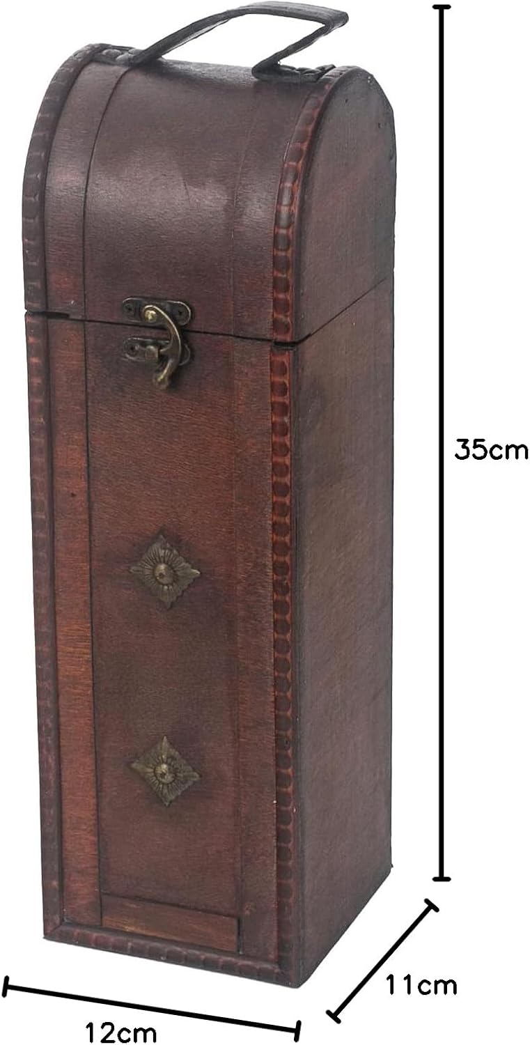 Wein-Präsentkörbe - HMF Vintage dekorative Geschenkbox aus Holz mit Deckel | Für 1 Flasche Wein | Hochformat | Italien – Bild 9