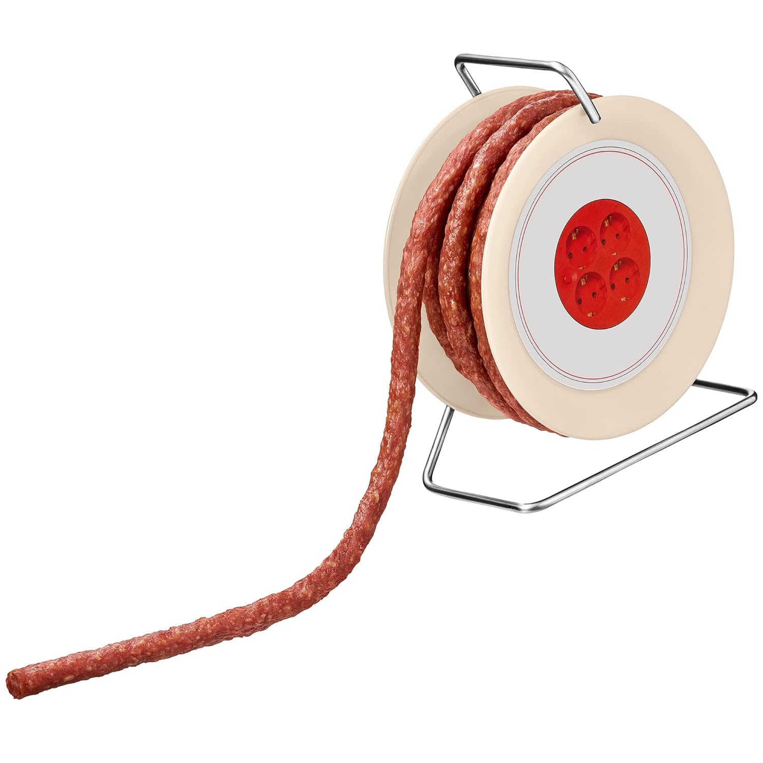 Wurst-Präsentkörbe - Wurstbaron® Wurstkabelrolle, 3,5 m Krakauer Wurst, hochwertig und rauchiges Aroma, witziges Geschenk für Sie und Ihn, 240 g – Bild 4