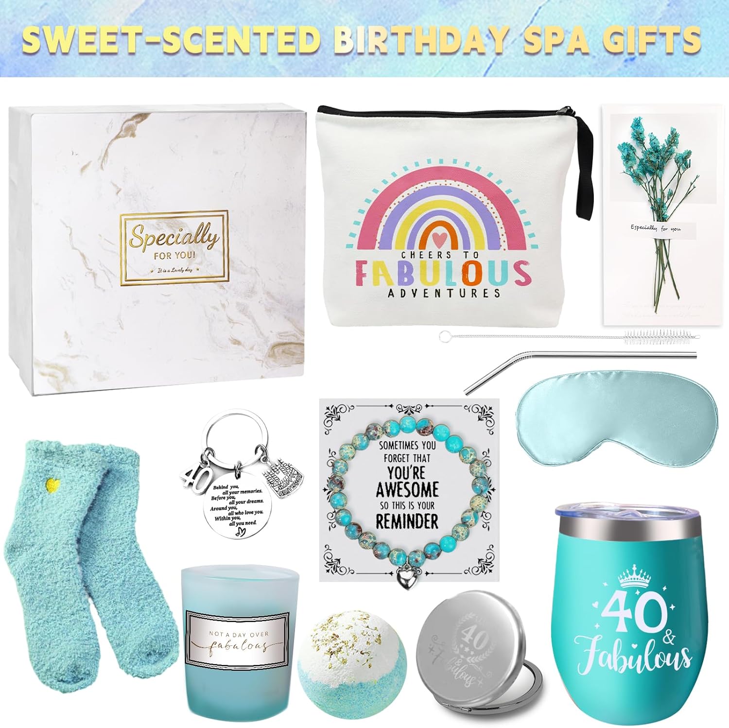 Geburtstags-Präsentkörbe - Geschenke zum 40. Geburtstag für Frauen, Geschenke zum 40. Geburtstag für sie, Happy Basket Geschenkideen für 40 Jahre alte Frauen, Geschenkkörbe, Verwöhnung, Geboren im Jahr 1984, Freunde, Mutter – Bild 4