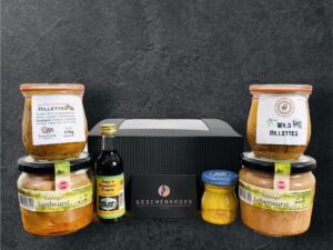 Wurst-Präsentkörbe – Starke Wurstbox, Geschenkkorb mit herzhaften Köstlichkeiten, perfektes Geschenk für Genießer, bereit zum Verschenken