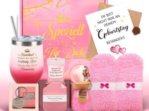 Geburtstags-Präsentkörbe – Geburtstagsgeschenk für Frauen, personalisierte Geburtstagsgeschenke, Geburtstagsgeschenkset, besondere Geschenkbox, Spa-Frau, Geburtstagsgeschenk für Freundin, Schwester, Ehefrau, Mutter, Kollegin