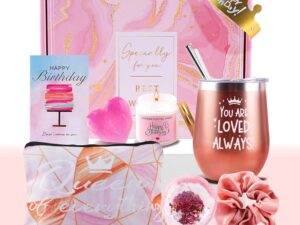 Geburtstags-Präsentkörbe – Geschenke für Frauen, Geburtstagsgeschenk für Frauen, Geschenkkorb für Freundin, Geburtstagsgeschenk für Frauen, Mama, Schwester, Freundinnen, 18 30 40 50 60 Geschenkbox Geburtstag