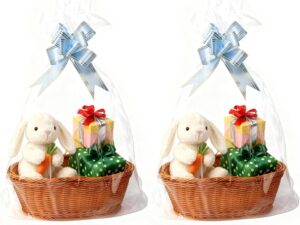 Geburtstags-Präsentkörbe – TTIAYAO Leerer Geschenkkorb, 2er-Set, Geschenkkorb mit Geschenktüten und Schleifen, Geschenkkörbe leer, groß für Weihnachten, Geburtstage, Hochzeiten, DIY-Geschenkideen und Babyparty