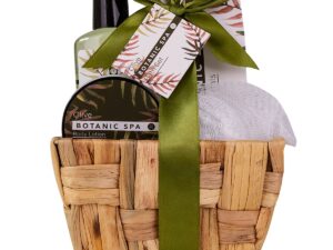 Geburtstags-Präsentkörbe – Accentra Olive Spa Geschenkset im Seegraskorb, Badewanne und Dusche, 5-teiliges Geschenkset im dekorativen Seegraskorb, Geburtstagsgeschenk, Wellness-Set für Frauen