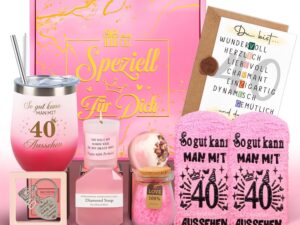 Geburtstags-Präsentkörbe – 40. Geburtstag, Frauen, Geschenke für Frauen, Geburtstagsgeschenk für Frau, personalisierte Geschenke, 40. Geburtstag, Geschenkset, Rituale, Frau, für Freundin, Schwester, Ehefrau, Mutter, Kollegin