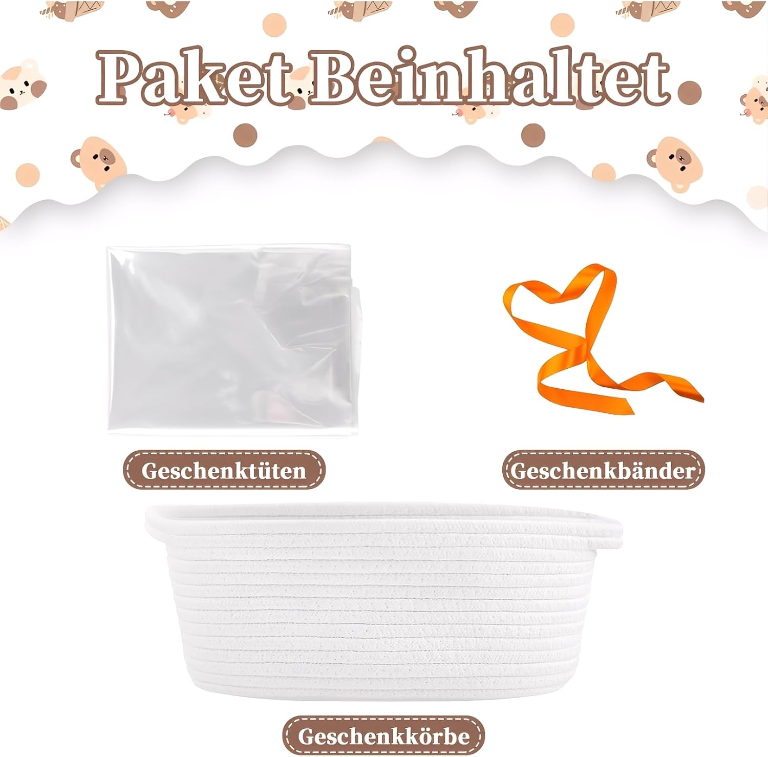 Geburtstags-Präsentkörbe - Leerer Geschenkkorb, Geschenkkorb mit Geschenktüten und Bändern, Geschenkkorb, Korb für Geschenke, Korbgeschenk, für Weihnachten, Geburtstag, Hochzeit, Babyparty & DIY-Geschenkideen – Bild 3