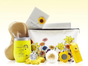 Geburtstags-Präsentkörbe – Geschenkkörbe für Frauen, 8 Stück, einzigartiges Glückstagsgeschenk für Schwester, Sonnenschein-Glücksbox mit Tasse, Geschenkkörbe für Weihnachten, Geburtstag, Muttertag, Valentinstag