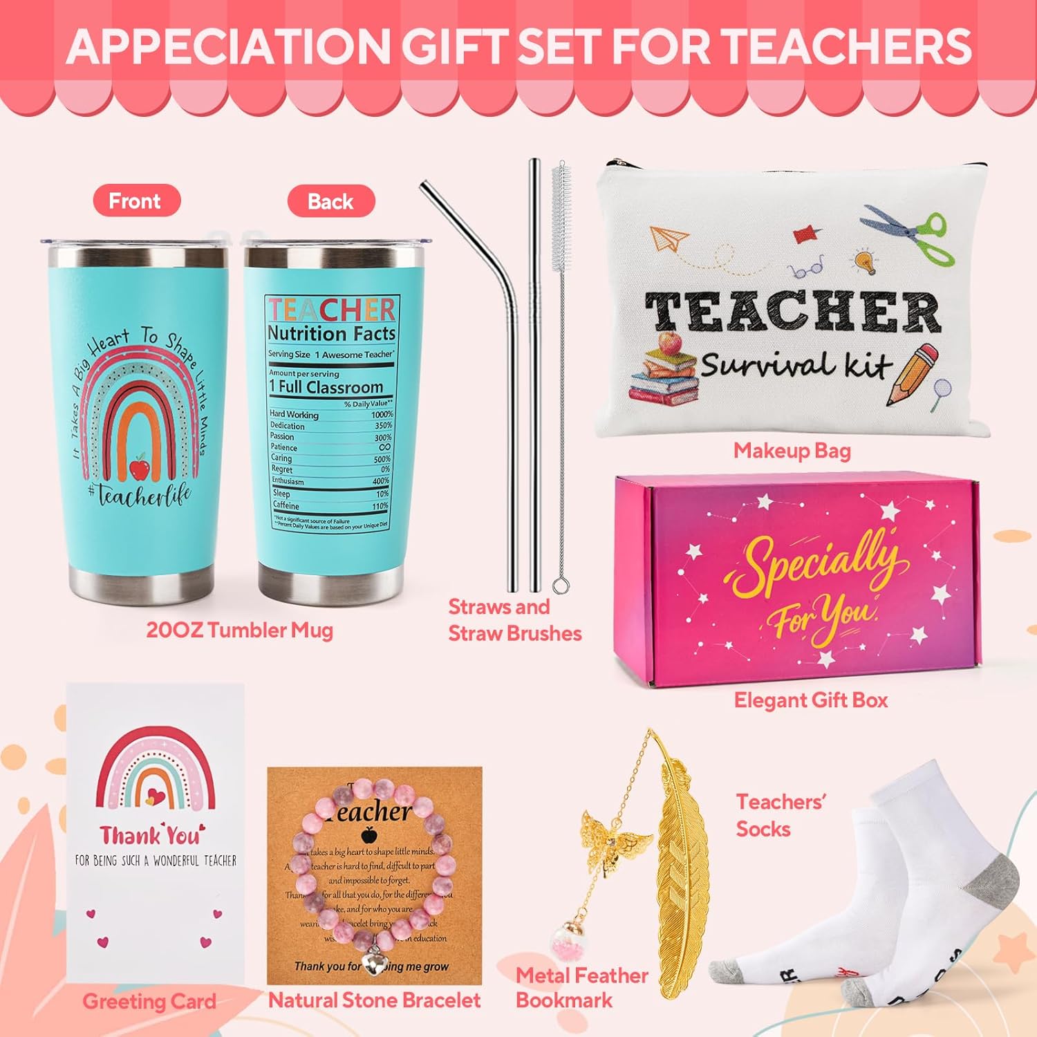 Geburtstags-Präsentkörbe - Personalisierter Lehrer-Geschenkkorb, tolles Anerkennungsgeschenk für Frauen, Pädagogen, Dankeschön-Geschenk zum Geburtstag, Ruhestand, Weihnachten, Jahresende (grün) – Bild 2