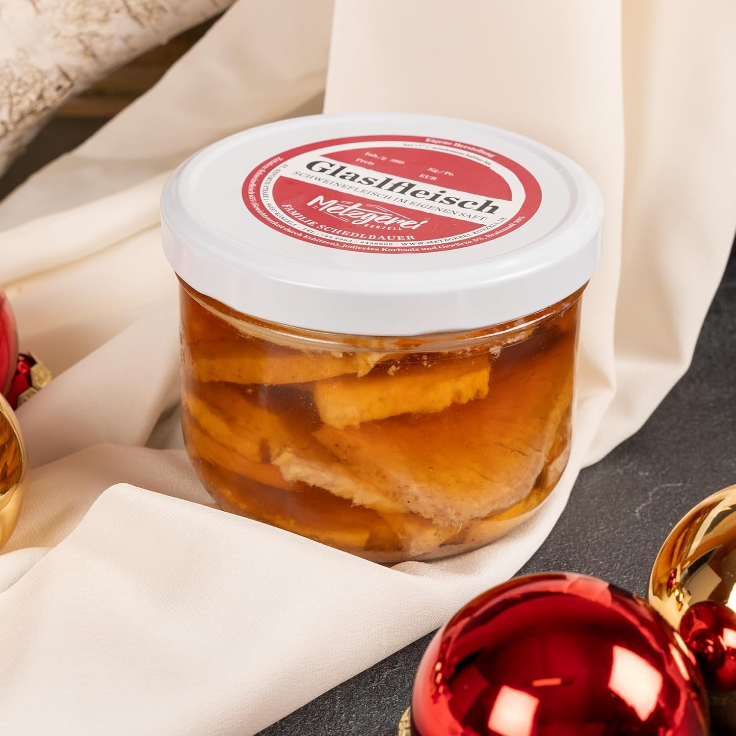 Wurst-Präsentkörbe - WURSTBARON® Geschenkkorb Weihnachtsleckereien mit Serrano-Schinken, Gewürzen, Salamis, Chutney und Senf, Geschenkkorb mit herzhaftem Inhalt, Geschenkbox für Weihnachten – Bild 5