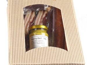 Wurst-Präsentkörbe – Schwarzwald Metzgerei – Geschenkset „Snack“ mit verschiedenen Wurstspezialitäten und einem Gourmet-Senf – 6-teilig