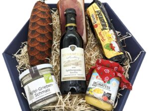 Wurst-Präsentkörbe – Schwarzwald Art Adler Geschenkkorb „Brotzeit Rotwein“ 6er Set