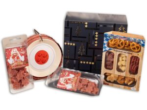 Wurst-Präsentkörbe – Wurstbaron® Edle Weihnachtsgeschenkbox mit unserer beliebten Wurstkabelrolle, Snackbox im Weihnachtslook, Geschenk mit Salami und Snacks