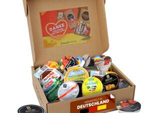 Wurst-Präsentkörbe – Genussleben Frühstücksbox mit ca. 800 g Marmelade, Konfitüre, Honig, Haselnusscreme, Wurst und Frischkäse in vielen Geschmacksrichtungen, kleine Portionen im Mix für Büro, Familie oder unterwegs.