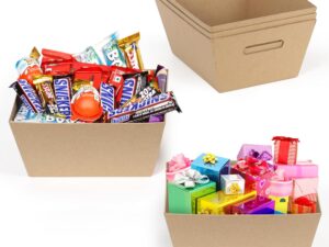 Geburtstags-Präsentkörbe – Winter Shore Leerer Geschenkkorb [Pack of 5] – Geschenkkorb aus Pappe mit Griffen – DIY lebensmittelechter Geschenkkorb leer für personalisierte Geschenkpakete, Geburtstage – Geschenkekorb in 25 x 20 x 12 cm