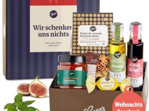 Geburtstags-Präsentkörbe – Gepp’s Feinkost Geschenkbox „Wir Schenken Uns Nichts“, witziges Geschenk für Männer und Frauen, Geschenkbox mit Köstlichkeiten, witziges Geschenkset