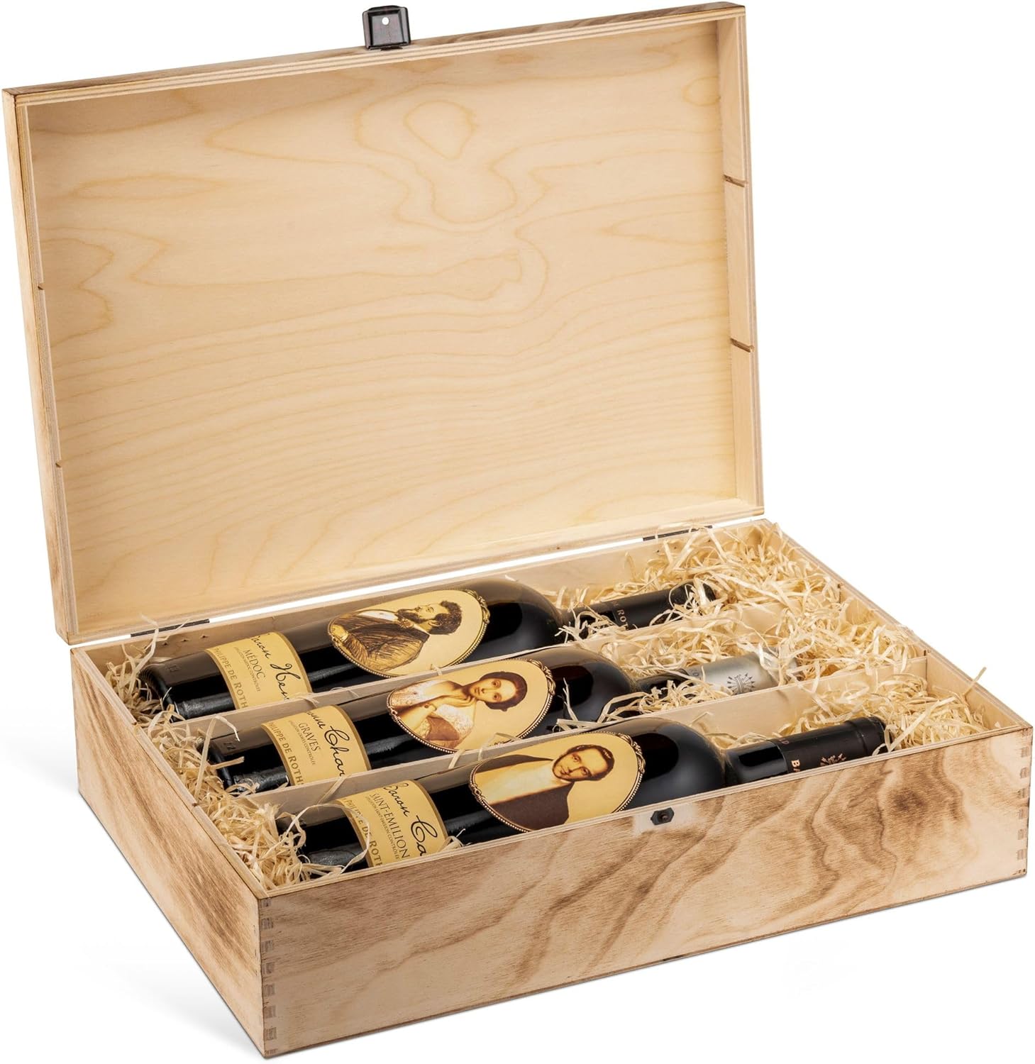 Wein-Präsentkörbe - Baron Philippe de Rothschild Wein-Geschenkset 'Barons et Baronne' - Wertvoller Bordeaux in edler Vintage-Holzkiste (3 x 0,75 L) - Luxusgeschenk für Kenner und Kenner – Bild 2