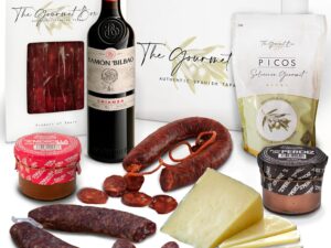 Wein-Präsentkörbe – Gourmet-Box | Geschenkkorb Spanische Spezialitäten – Tapas | Gourmet-Geschenk | Geschenkkorb – Schinken & Salchichon & Chorizo ​​| Spanische Köstlichkeiten | Geschenk für Männer und Frauen | Lebensmittelkorb |